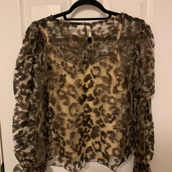 New with tags! Eva Franco/Anthropologie Sheer Leopard Top (size small) - Picture 4 of 5